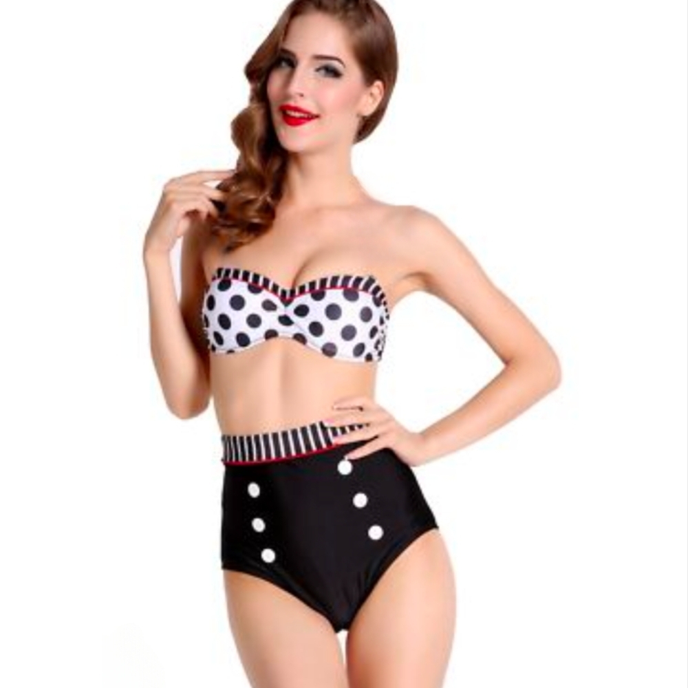 🖤 Retro Pin-Up Style High Waist Bikini Set (Size S) – Deep Discount 70% Off 🖤